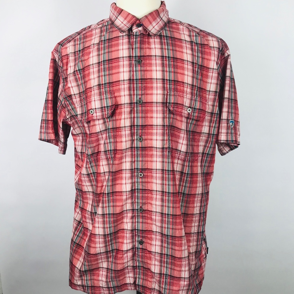 KUHL Hiking Shirt Men's Size XL Plaid Short Sleeve